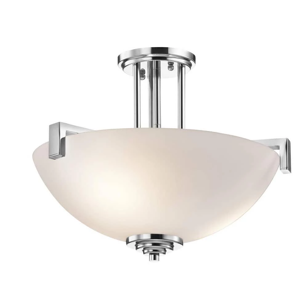 Discount π Kichler Lighting Eileen 14-1/2 in. 100W 3-Light Medium E-26 Incandescent Ceiling Light with Satin Etched White Glass in Polished Chrome π 3 Discount π Kichler Lighting Eileen 14-1/2 in. 100W 3-Light Medium E-26 Incandescent Ceiling Light with Satin Etched White Glass in Polished Chrome π