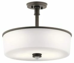 Hot Sale 🎁 Kichler Lighting Joelson 30W 3-Light Semi-Flushmount Ceiling Fixture in Olde Bronze 🔥