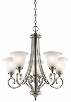 Flash Sale 🛒 Kichler Lighting Monroe™ 100W 5-Light Medium Incandescent Chandelier in Brushed Nickel 🔥