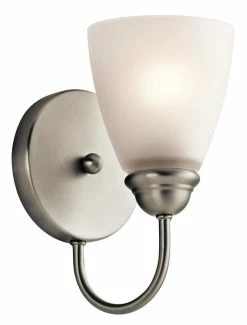 New 🧨 Kichler Lighting Jolie 6-1/4 in. 100W 1-Light Medium E-26 Incandescent Wall Sconce in Brushed Nickel 🎉