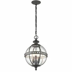 Flash Sale 👏 Kichler Lighting Halleron 60W 3-Light Candelabra E-12 Base Outdoor Pendant in Londonderry ⌛