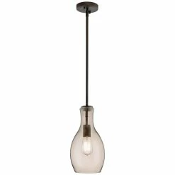 Best Pirce 🎁 Kichler Lighting Everly 13-3/4 in. 100W 1-Light Medium Incandescent Pendant in Olde Bronze 🔔