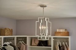 New 🔔 Kichler Lighting Downtown Deco 4-Light Foyer Pendant in Polished Nickel 🧨 -Kichler Lighting shop Query 2238