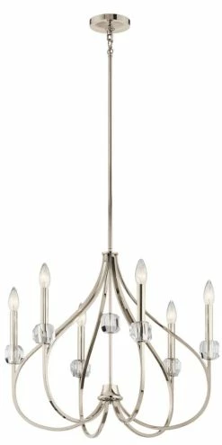 Coupon 🌟 Kichler Lighting Eloise 360W 6-Light Candelabra E-12 Incandescent Chandelier in Polished Nickel 🎉