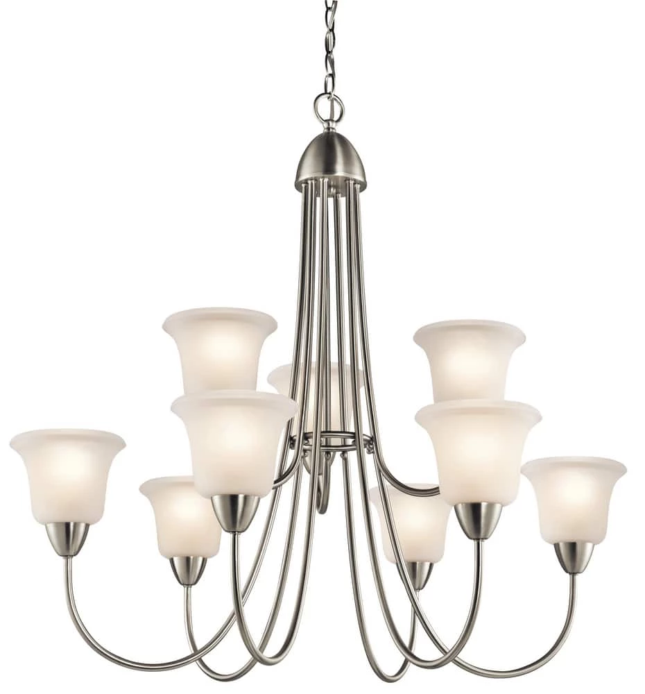 New π Kichler Lighting Nicholson 100W 9-Light Medium Incandescent Chandelier in Brushed Nickel β 3 New π Kichler Lighting Nicholson 100W 9-Light Medium Incandescent Chandelier in Brushed Nickel β
