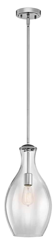 Budget 👏 Kichler Lighting Everly 8-3/4 in. 100W 1-Light Medium Pendant in Polished Chrome ❤️