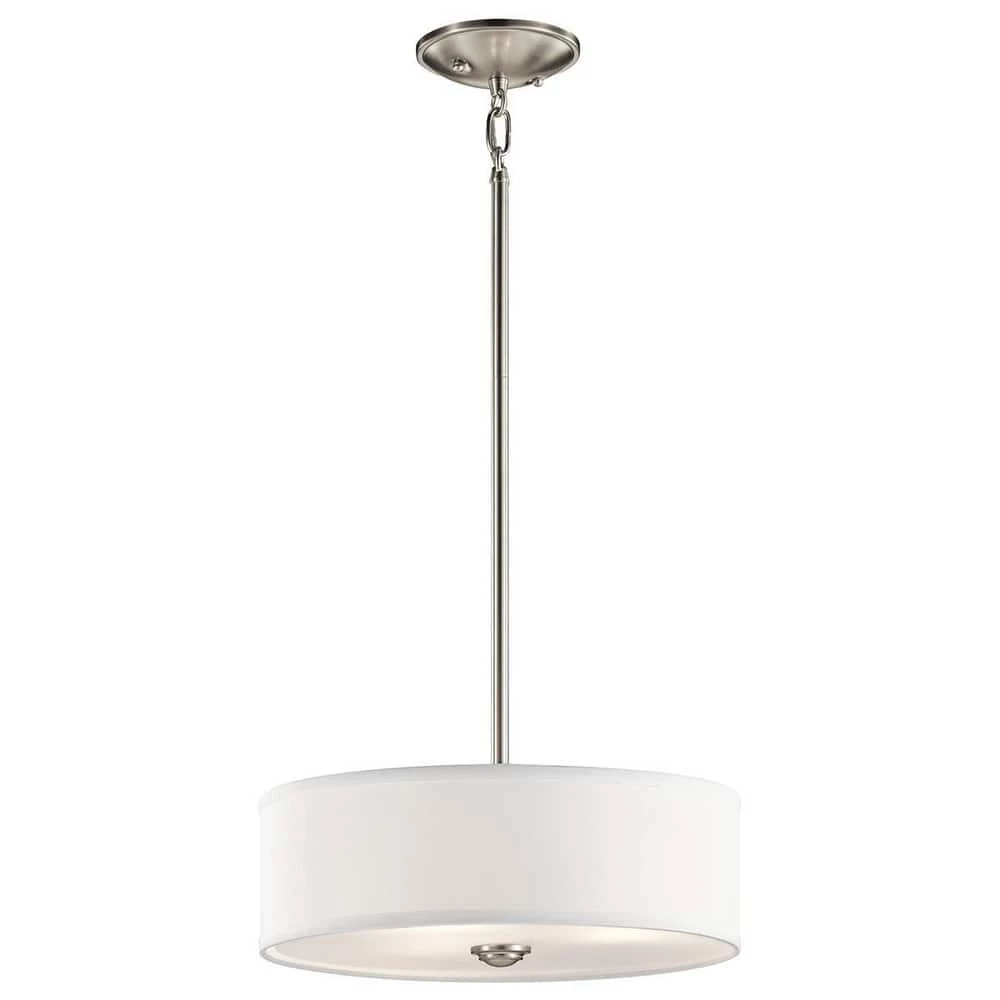 Outlet ✨ Kichler Lighting Shailene™ 100W 3-Light Medium Incandescent Semi-Flush Ceiling Light in Brushed Nickel 🥰 3 Outlet ✨ Kichler Lighting Shailene™ 100W 3-Light Medium Incandescent Semi-Flush Ceiling Light in Brushed Nickel 🥰