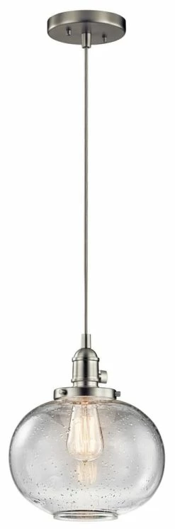 Best Pirce 😍 Kichler Lighting Avery™ 11-1/4 in. 1-Light Mini Pendant in Brushed Nickel 👏