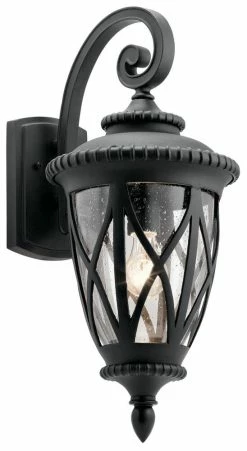 Promo ❤️ Kichler Lighting Admirals Cove 150W 1-Light Medium E-26 Incandescent Outdoor Wall Sconce in Textured Black ⭐