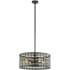 Best Pirce 🎁 Kichler Lighting Aldergate 5 in. 60W 4-Light Medium E-26 Pendant in Black 🎉