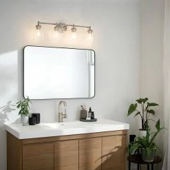 Best deal 👍 Kichler Lighting Winslow™ 30 x 9-1/4 in. 300W 4-Light Medium E-26 Incandescent Vanity Fixture with Clear Seeded Glass in Brushed Nickel 🎁 -Kichler Lighting shop Query 26