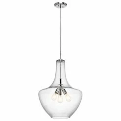 Best Sale 😀 Kichler Lighting Everly 3-Light Pendant with Clear Seeded Glass in Polished Chrome 🌟