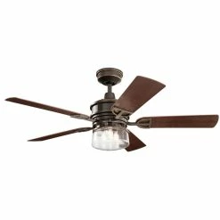 Deals ⌛ Kichler Lighting Lyndon Patio 52 in. 65W 3-Light LED Ceiling Fan in Dark Walnut 🧨