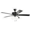 Outlet ❤️ Kichler Lighting Basics Pro Premier 52W 4-Light 5-Blade LED Ceiling Fan in Satin Black 👍 -Kichler Lighting shop Query 268