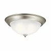 Best deal ⭐ Kichler Lighting Signature 6-1/2 x 15-1/2 in. 60 W 3-Light Medium Flush Mount Ceiling Fixture in Brushed Nickel ✔️