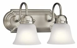 Brand new 🔔 Kichler Lighting 200W 2-Light Medium E-26 Incandescent Bath Light in Brushed Nickel 🎁