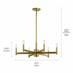 Deals 💯 Kichler Lighting Erzo 60W 6-Light Candelabra E-12 Incandescent Chandelier in Natural Brass ❤️ -Kichler Lighting shop Query 309
