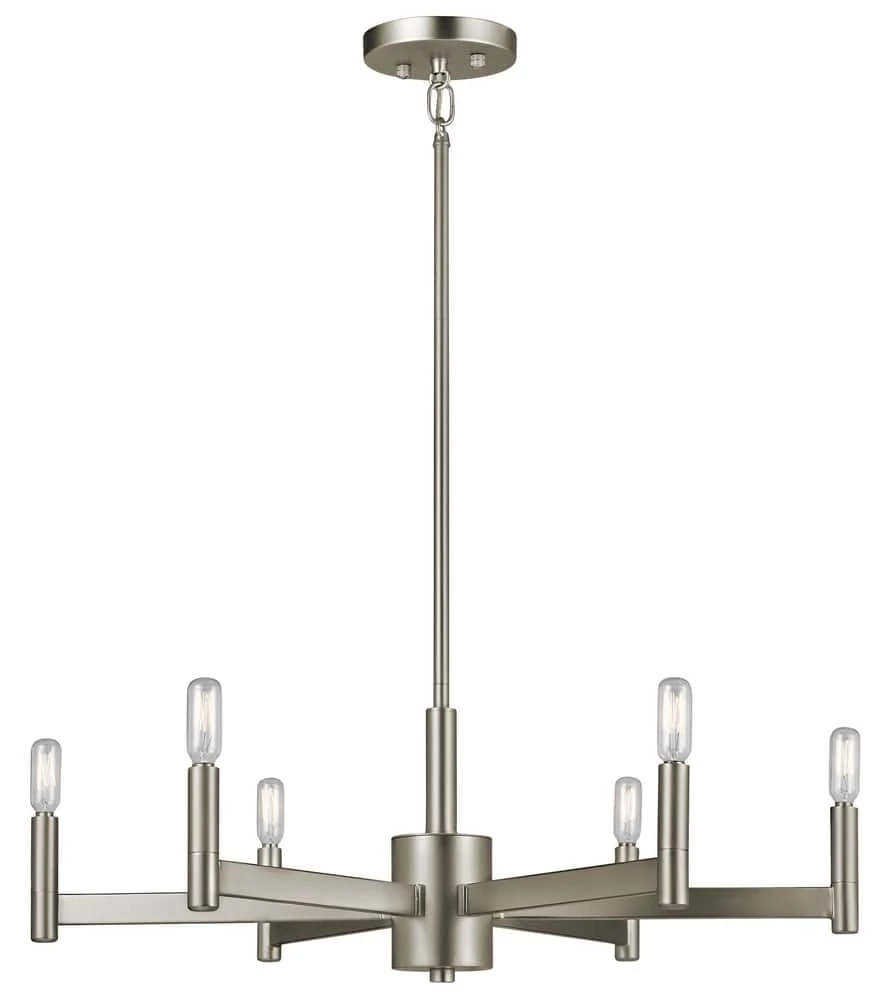 Hot Sale ๐ Kichler Lighting Erzo 60W 6-Light Candelabra E-12 Incandescent Chandelier in Satin Nickel ๐งจ 3 Hot Sale ๐ Kichler Lighting Erzo 60W 6-Light Candelabra E-12 Incandescent Chandelier in Satin Nickel ๐งจ