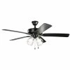 Brand new 😀 Kichler Lighting Basics Pro Premier 52W 4-Light 5-Blade Medium E-26 LED Ceiling Fan in Satin Black 🤩 -Kichler Lighting shop Query 317
