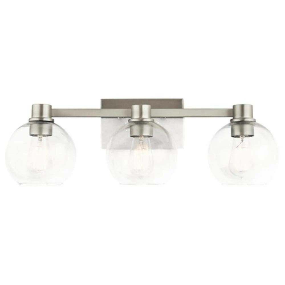 Wholesale 😍 Kichler Lighting Harmony 24-1/2 x 8-1/4 in. 225W 3-Light Medium E-26 Incandescent Vanity Fixture with Clear Glass in Brushed Nickel 💯 3 Wholesale 😍 Kichler Lighting Harmony 24-1/2 x 8-1/4 in. 225W 3-Light Medium E-26 Incandescent Vanity Fixture with Clear Glass in Brushed Nickel 💯