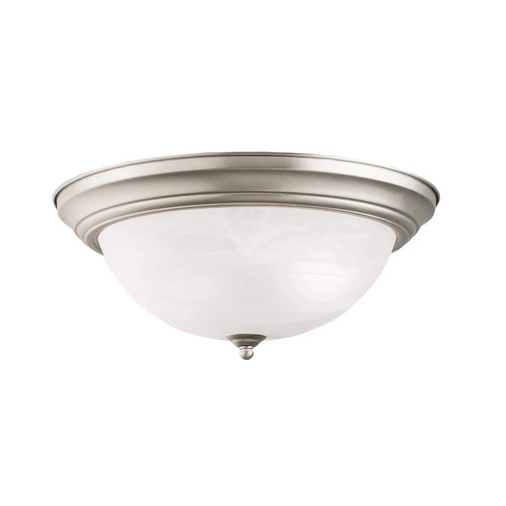 Outlet π Kichler Lighting 6-1/4 x 15-1/4 in. 60 W 3-Light Medium Flush Mount Ceiling Fixture in Brushed Nickel π 3 Outlet π Kichler Lighting 6-1/4 x 15-1/4 in. 60 W 3-Light Medium Flush Mount Ceiling Fixture in Brushed Nickel π