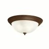 New 🛒 Kichler Lighting 6-1/4 x 15-1/4 in. 60 W 3-Light Medium Flush Mount Ceiling Fixture in Tannery Bronze 👏