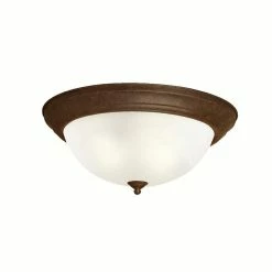 New 🛒 Kichler Lighting 6-1/4 x 15-1/4 in. 60 W 3-Light Medium Flush Mount Ceiling Fixture in Tannery Bronze 👏