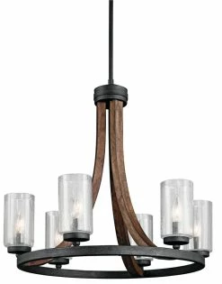 Budget 🛒 Kichler Lighting Grand Bank™ 60W 6-Light Candelabra Base Incandescent Chandelier in Auburn Stained 👏