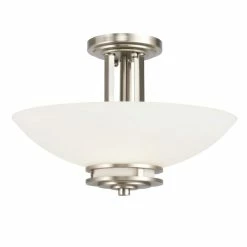 Coupon 🔥 Kichler Lighting Hendrik 10 x 15 in. 60 W 2-Light Medium Semi-Flush Mount Ceiling Fixture in Brushed Nickel 🎉