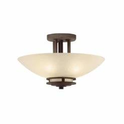 Hot Sale 😉 Kichler Lighting Hendrik 10 x 15 in. 60 W 2-Light Medium Semi-Flush Mount Ceiling Fixture in Old Bronze 😉