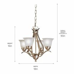 Discount 💯 Kichler Lighting Dover 60 W 4-Light Candelabra Chandelier in Brushed Nickel ❤️ -Kichler Lighting shop Query 341