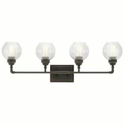 Budget 😀 Kichler Lighting Niles 33-1/4 x 10-3/4 in. 100W 4-Light Medium E-26 Incandescent Vanity Fixture in Olde Bronze 🤩