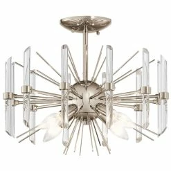 Wholesale ⭐ Kichler Lighting Eris™ 60W 4-Light Candelabra E-12 Incandescent Semi-Flush Mount Ceiling Fixture in Polished Nickel ⭐