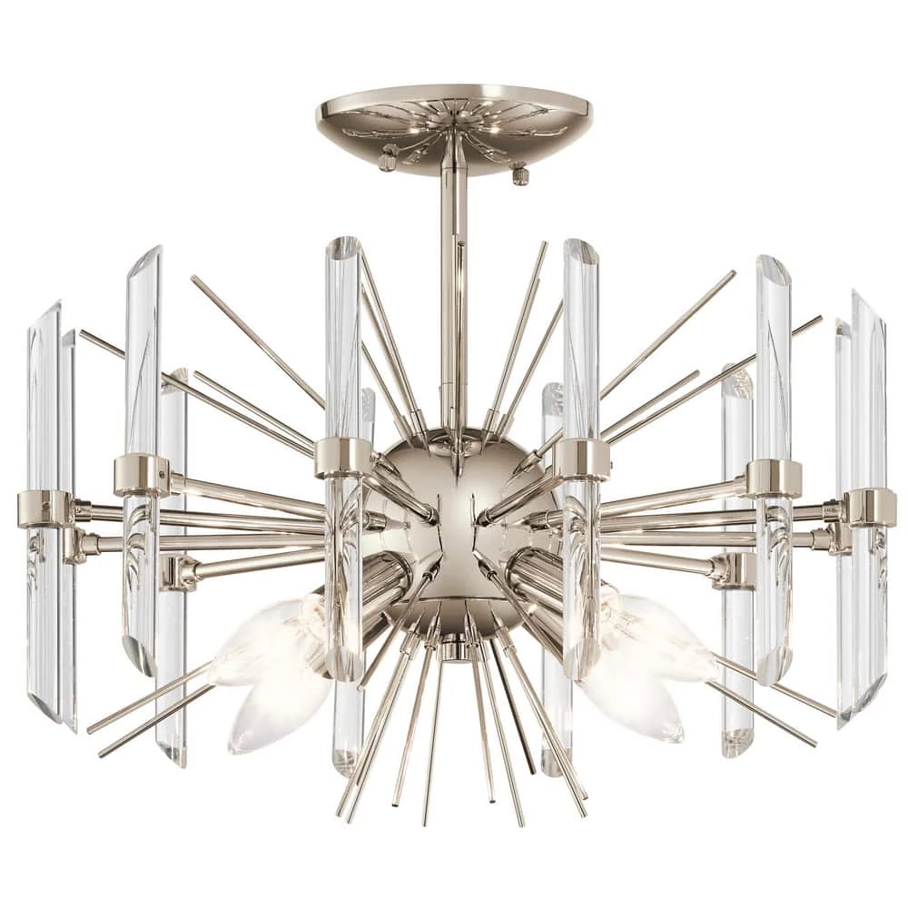 Wholesale ⭐ Kichler Lighting Eris™ 60W 4-Light Candelabra E-12 Incandescent Semi-Flush Mount Ceiling Fixture in Polished Nickel ⭐ 3 Wholesale ⭐ Kichler Lighting Eris™ 60W 4-Light Candelabra E-12 Incandescent Semi-Flush Mount Ceiling Fixture in Polished Nickel ⭐