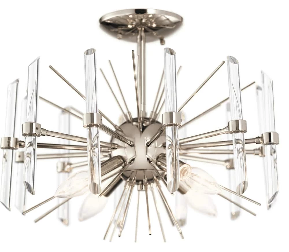 Wholesale ⭐ Kichler Lighting Eris™ 60W 4-Light Candelabra E-12 Incandescent Semi-Flush Mount Ceiling Fixture in Polished Nickel ⭐ 4 Wholesale ⭐ Kichler Lighting Eris™ 60W 4-Light Candelabra E-12 Incandescent Semi-Flush Mount Ceiling Fixture in Polished Nickel ⭐ - Image 2