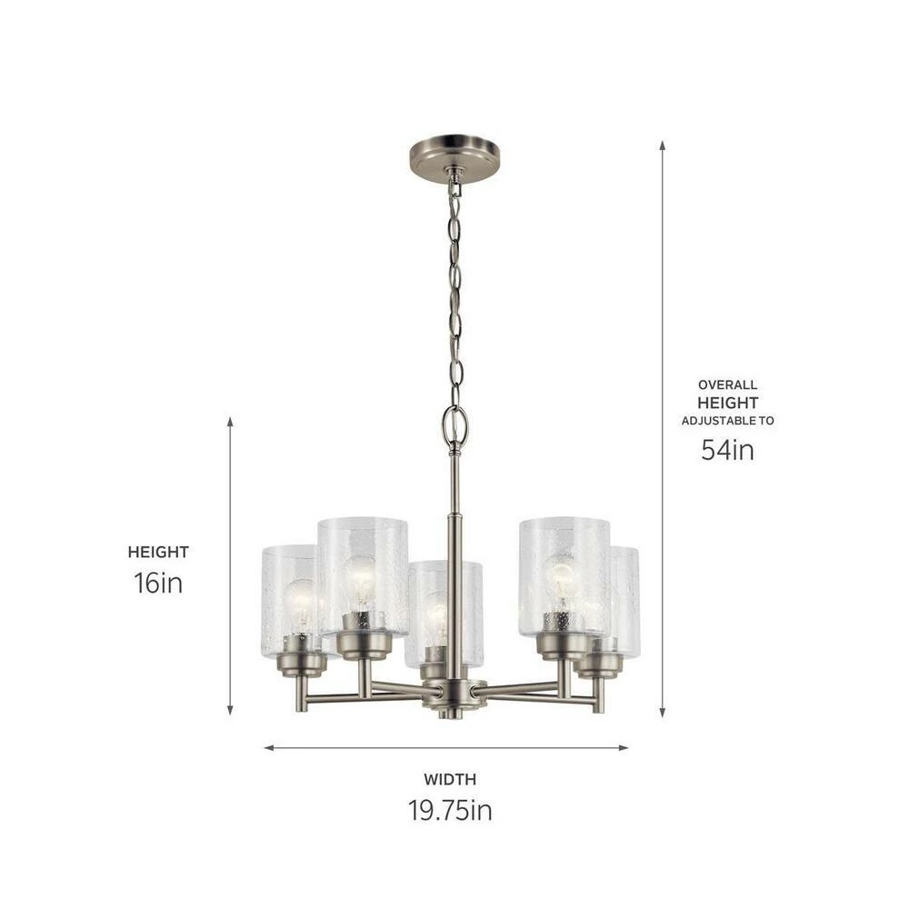 Wholesale 🔥 Kichler Lighting Winslow™ 75W 5-Light Medium Chandelier in Brushed Nickel 😍 4 Wholesale 🔥 Kichler Lighting Winslow™ 75W 5-Light Medium Chandelier in Brushed Nickel 😍 - Image 2