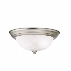 New 😉 Kichler Lighting 6 x 13-1/4 in. 60 W 2-Light Medium Flush Mount Ceiling Fixture in Brushed Nickel 👏