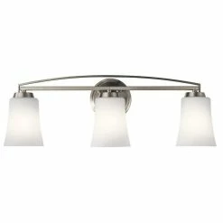 Cheapest 👍 Kichler Lighting Tao 75W 3-Light Medium E-26 Incandescent Vanity Fixture in Brushed Nickel 👏