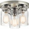Budget 🛒 Kichler Lighting Brinley 3-Light Flushmount Ceiling Fixture in Brushed Nickel 🎉 -Kichler Lighting shop Query 368