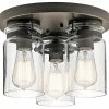 Hot Sale 🤩 Kichler Lighting Brinley 75W 3-Light Medium E-26 Base Incandescent Flushmount Ceiling Fixture in Olde Bronze 😀 -Kichler Lighting shop Query 369