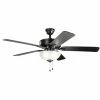 Brand new 🎉 Kichler Lighting Basics Pro Select 52W 3-Light 5-Blade LED Ceiling Fan in Satin Black ✨ -Kichler Lighting shop Query 38