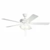 Promo 🔥 Kichler Lighting Basics Pro Select 52W 3-Light 5-Blade LED Ceiling Fan in White 🔥 -Kichler Lighting shop Query 39