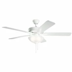 Promo 🔥 Kichler Lighting Basics Pro Select 52W 3-Light 5-Blade LED Ceiling Fan in White 🔥