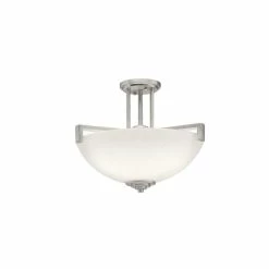 Deals ✨ Kichler Lighting Eileen 100 W 3-Light Semi-Flush Mount Ceiling Fixture in Brushed Nickel ⭐