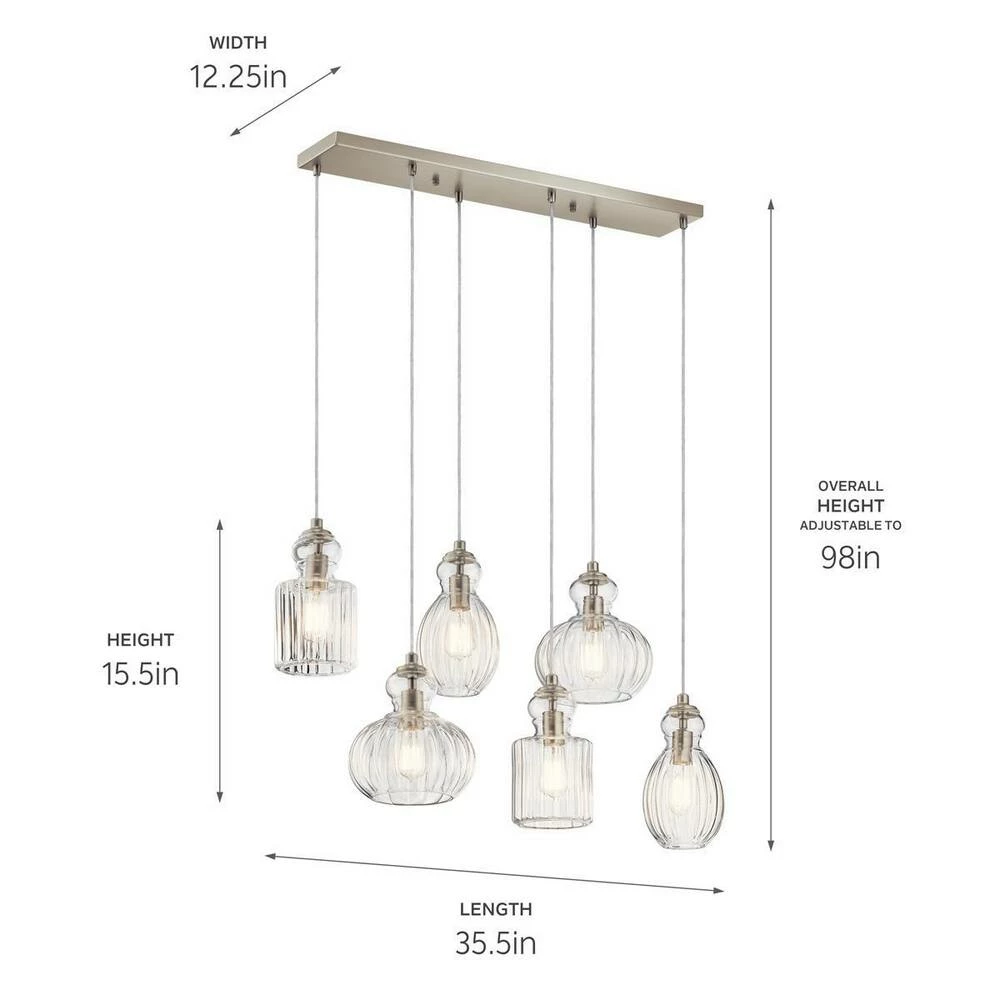 Buy ⌛ Kichler Lighting Riviera™ 75W 6-Light Medium E-26 Incandescent Chandelier in Brushed Nickel 🧨 4 Buy ⌛ Kichler Lighting Riviera™ 75W 6-Light Medium E-26 Incandescent Chandelier in Brushed Nickel 🧨 - Image 2
