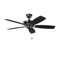 Top 10 ⌛ Kichler Lighting Canfield Patio Collection 52 x 13-1/2 in. 5-Blade Ceiling Fan in Satin Black 👏