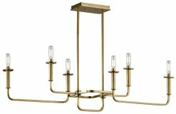 Cheapest 💯 Kichler Lighting Alden 17-1/2 in. 6-Light Linear Chandelier in Natural Brass ⭐