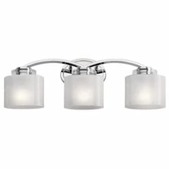 Coupon 😍 Kichler Lighting Archer® 24-1/4 in. 225W 3-Light Medium E-26 Incandescent Vanity Fixture with Frosted Glass in Polished Chrome ✔️