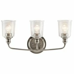 Cheapest 🌟 Kichler Lighting Waverly 60W 3-Light Bath Light with Clear Seeded Glass in Classic Pewter ⭐