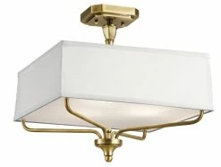 Hot Sale 🌟 Kichler Lighting Arlo 3-Light Semi-Flush Mount Ceiling Fixture in Natural Brass ⌛